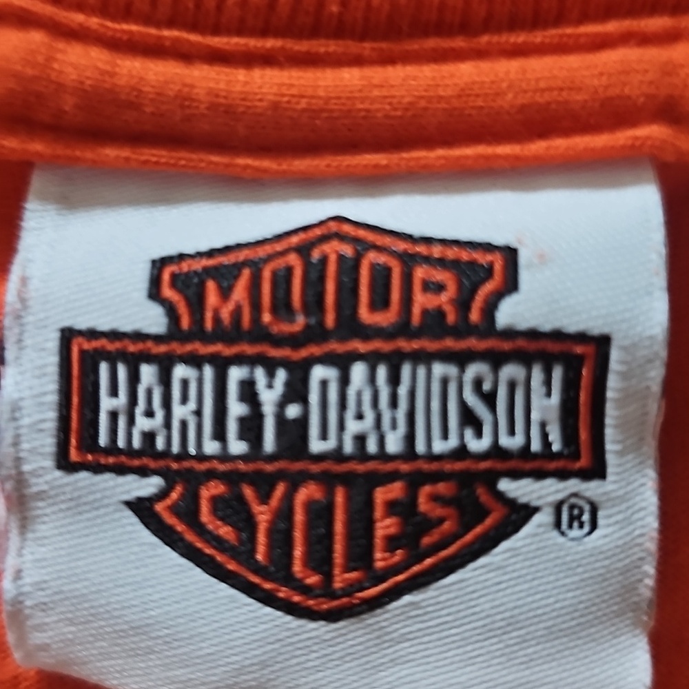 Harley Davidson Long Sleeve Safety Orange Somerset PA HD T-Shirt Men's Size XL - Picture 3 of 13